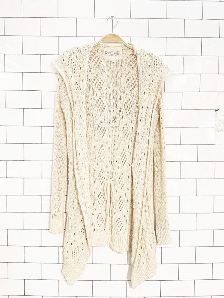 rachel roy pointelle slouchy hooded knit cardigan - good market thrift store