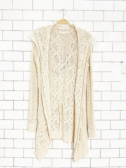 rachel roy pointelle slouchy hooded knit cardigan - good market thrift store