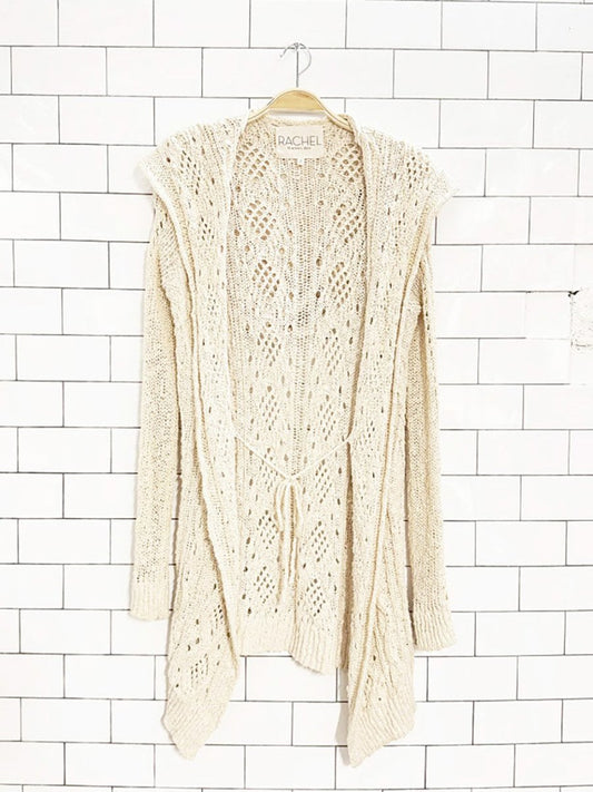 rachel roy pointelle slouchy hooded knit cardigan - good market thrift store