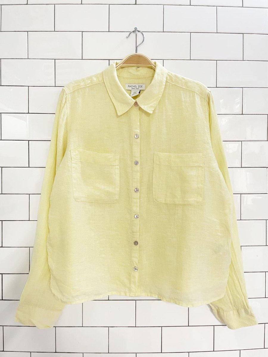 rachel zoe 100% linen boxy full button shirt - good market thrift store