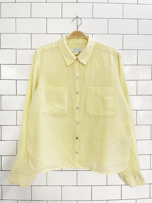 rachel zoe 100% linen boxy full button shirt - good market thrift store