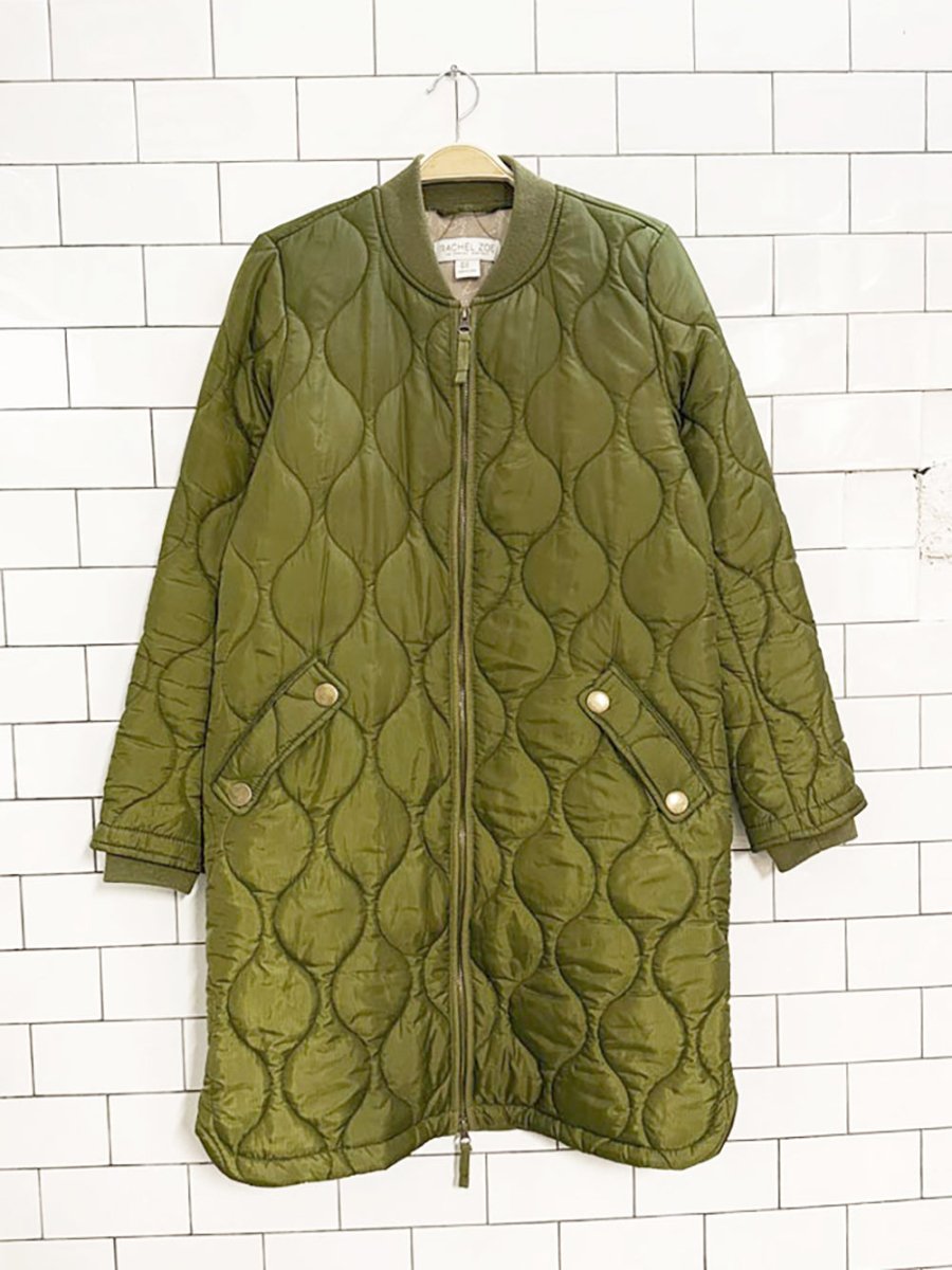rachel zoe wave quilted full zip long liner jacket - good market thrift store