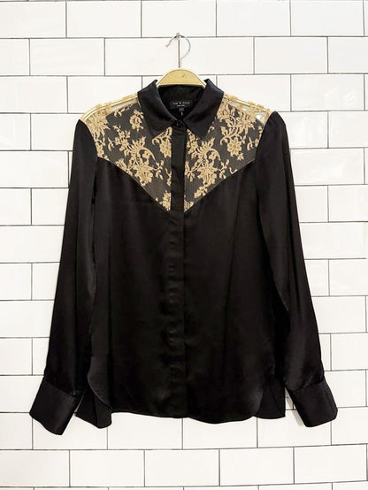 rag & bone 100% silk angela lace blouse - good market thrift store