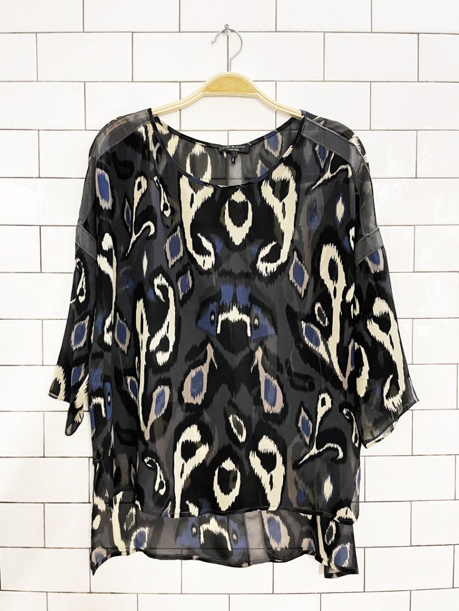 rag & bone 100% silk chiffon flowy short sleeve blouse - good market thrift store