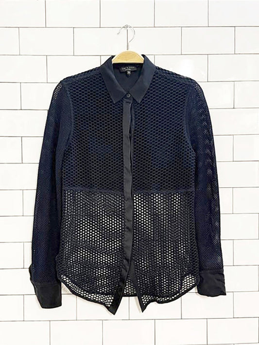rag & bone silk trim luna mesh shirt - good market thrift store