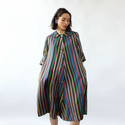 vintage 60's morsam lounging apparel rainbow stripe robe