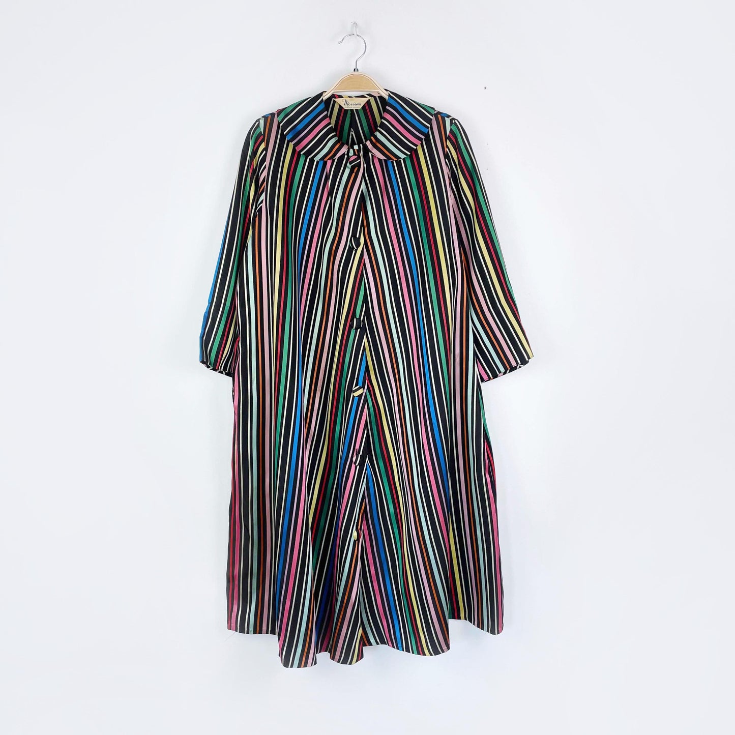 vintage 60's morsam lounging apparel rainbow stripe robe