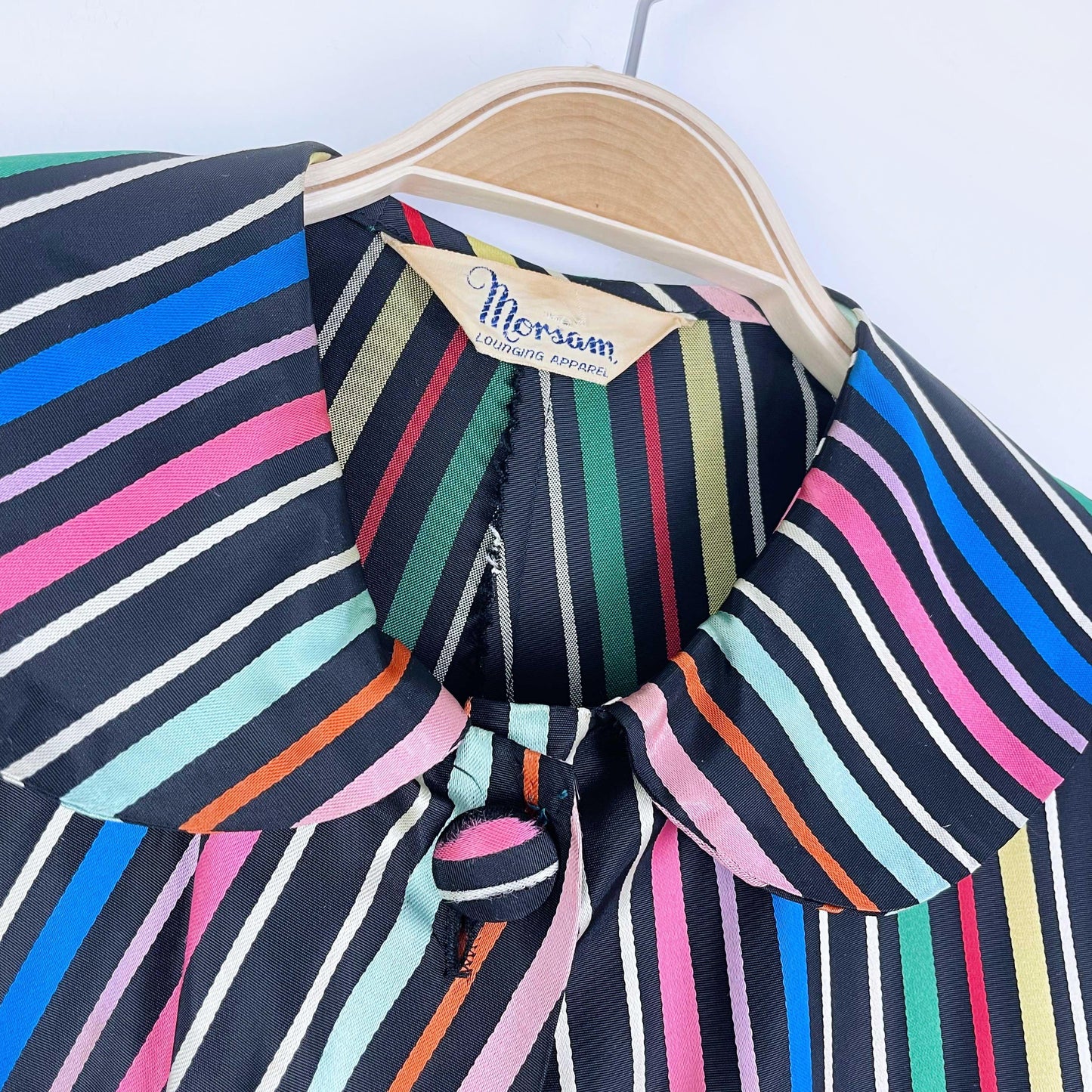 vintage 60's morsam lounging apparel rainbow stripe robe