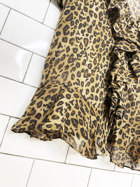 ralph lauren 100% silk animal print ruffle neck blouse | lauren jeans company - good market thrift store
