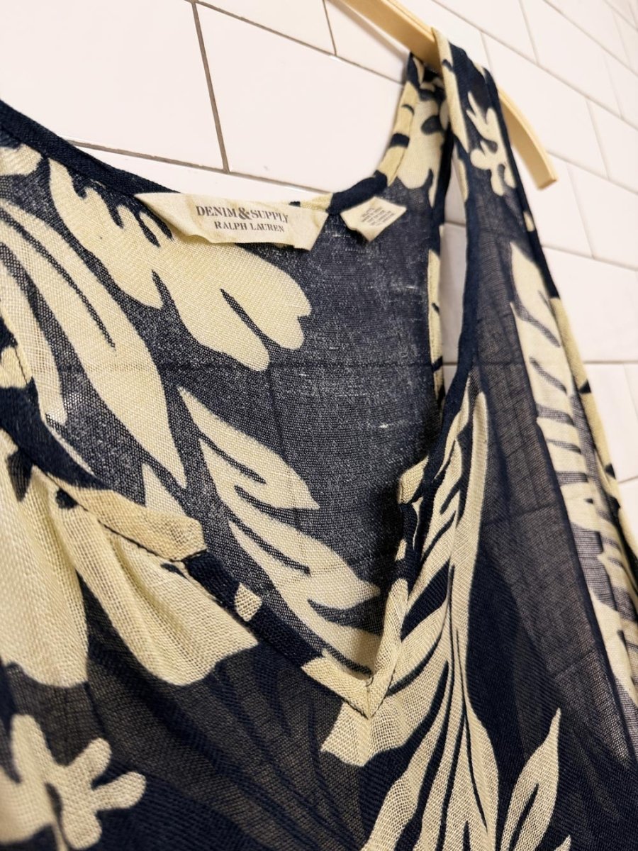 ralph lauren denim & supply linen-blend sheer tropical dress | made in India - good market thrift store