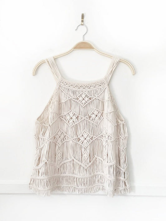 ralph lauren denim & supply macrame crochet knit tank | made in india - good market thrift store