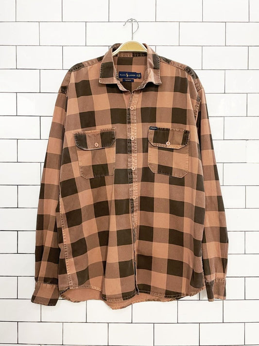 ralph lauren soft plaid full button shirt | custom fit - good market thrift store