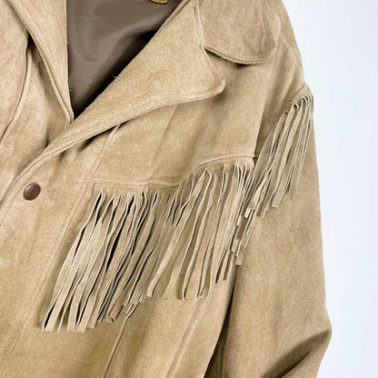 vintage excelled suede fringe rancher jacket - size large
