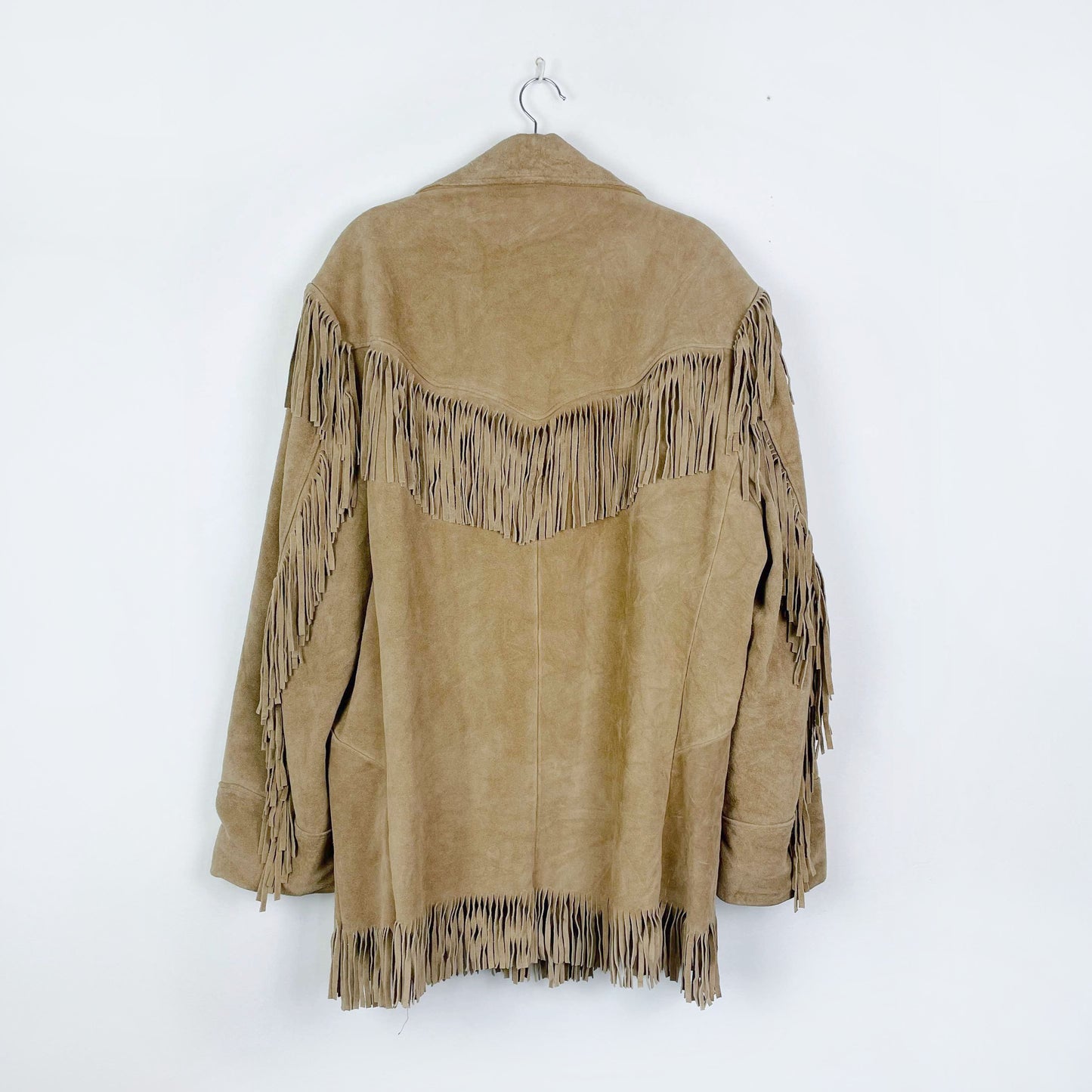 vintage excelled suede fringe rancher jacket - size large