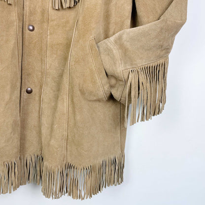 vintage excelled suede fringe rancher jacket - size large