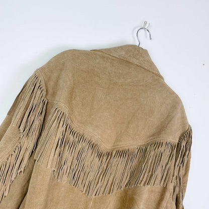 vintage excelled suede fringe rancher jacket - size large