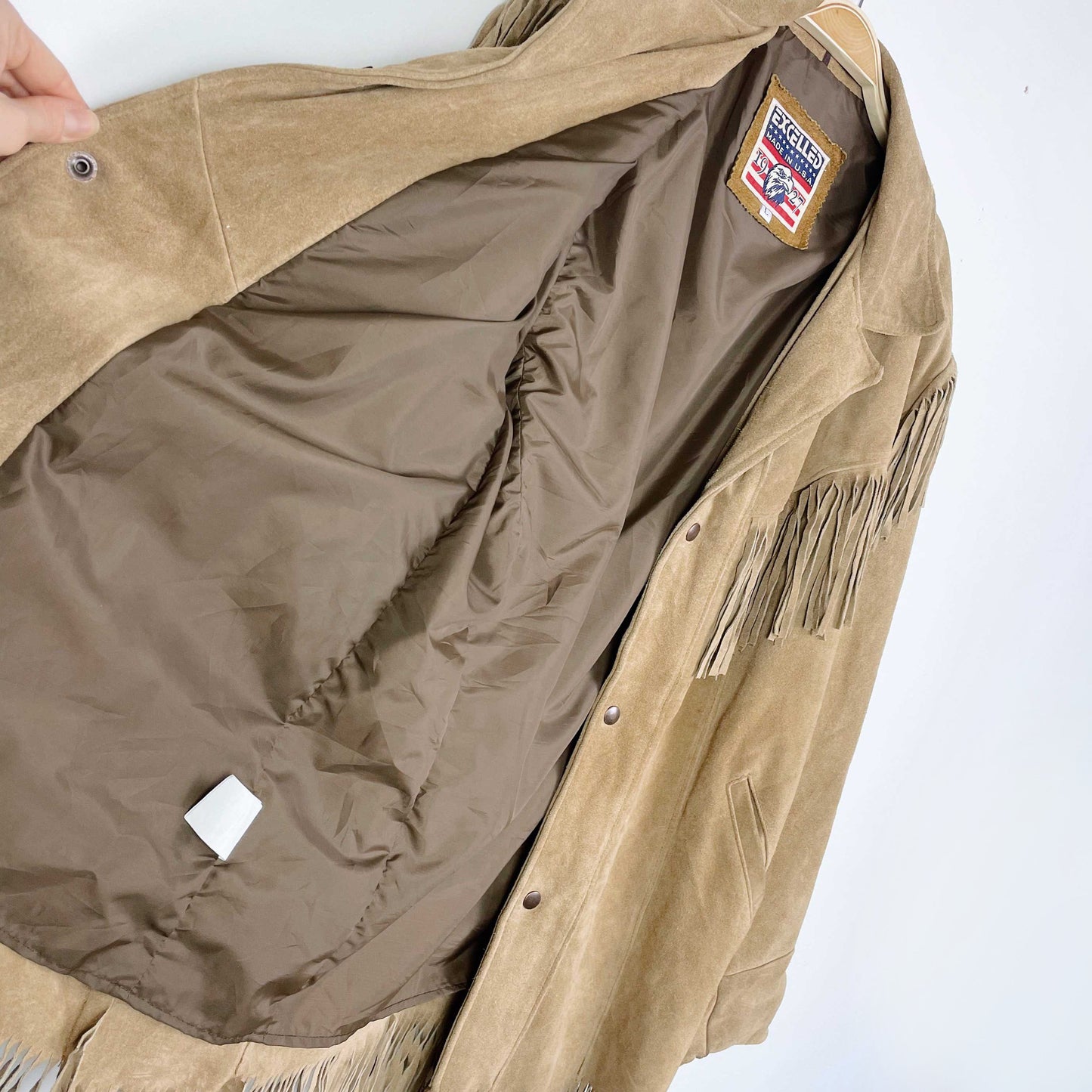 vintage excelled suede fringe rancher jacket - size large