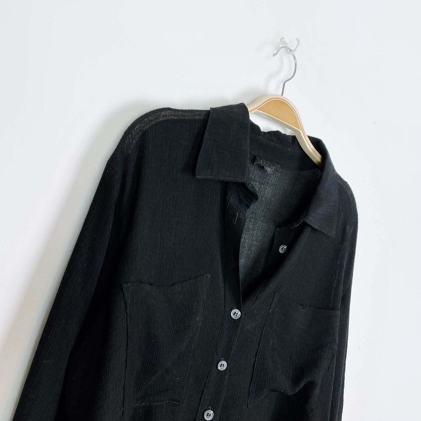 the range crinkle chiffon balloon sleeve button down - size small