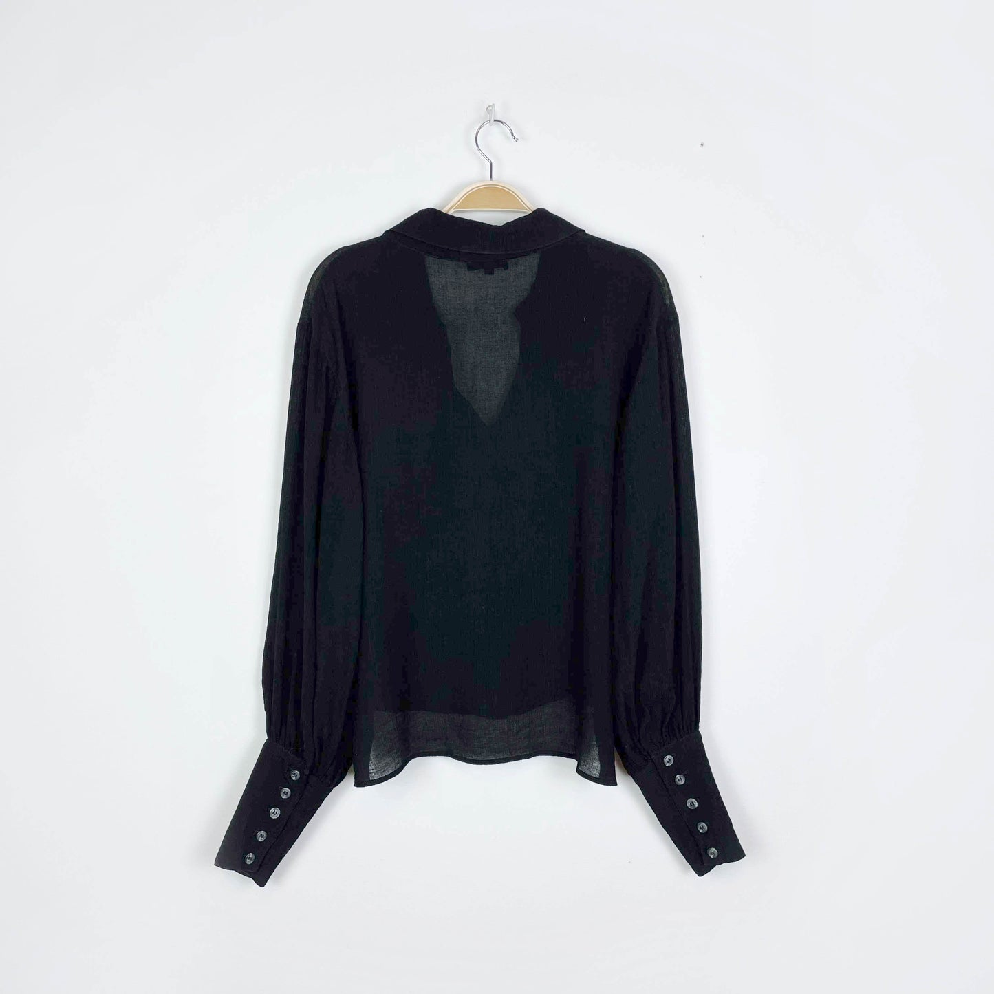 the range crinkle chiffon balloon sleeve button down - size small