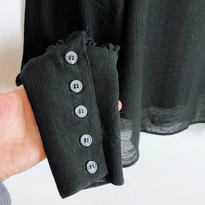 the range crinkle chiffon balloon sleeve button down - size small