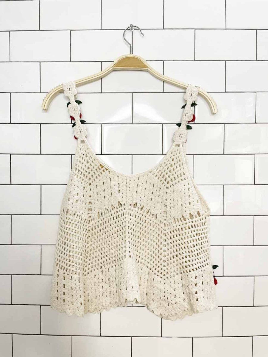 rebellion crochet knit cherry tank top - good market thrift store