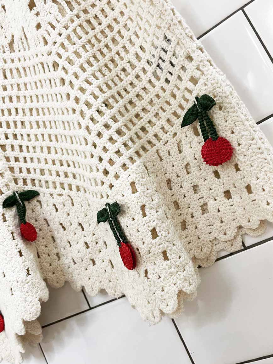 rebellion crochet knit cherry tank top - good market thrift store