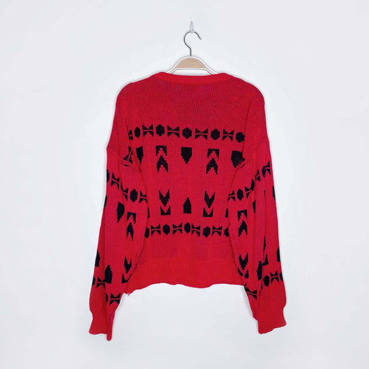 vintage essentiels festive bow tie knit crew - size medium