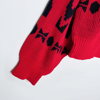 vintage essentiels festive bow tie knit crew - size medium