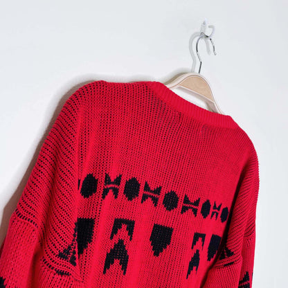 vintage essentiels festive bow tie knit crew - size medium