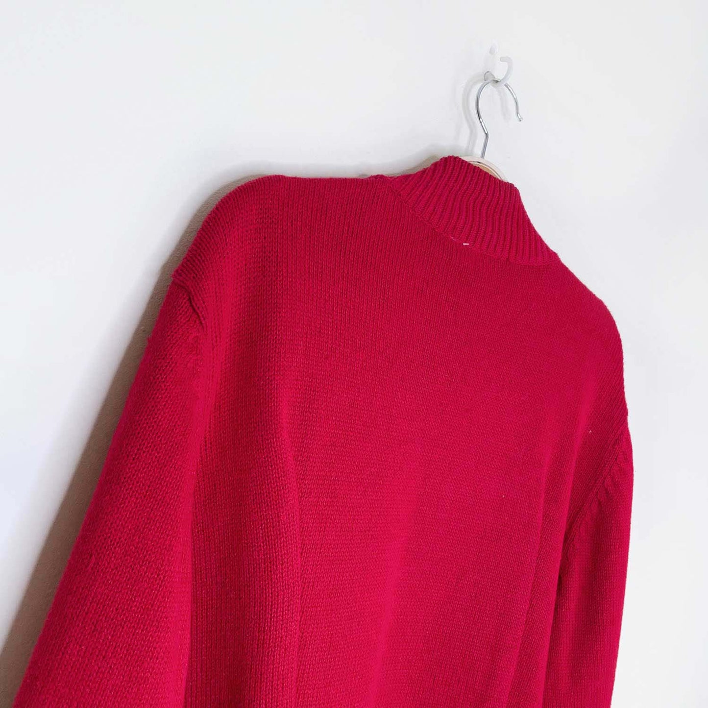 holiday red patchwork knit cardigan - size xl