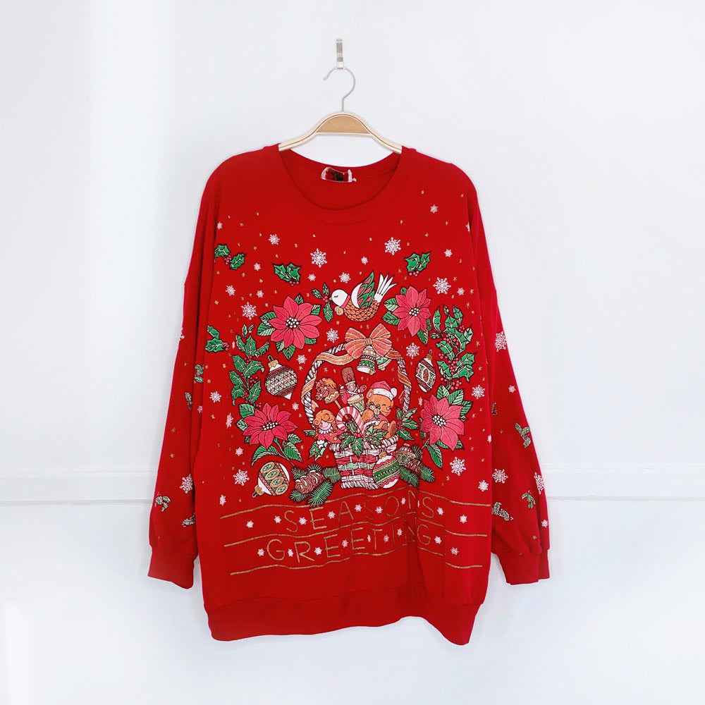 vintage nutcracker seasons greetings glitter crew