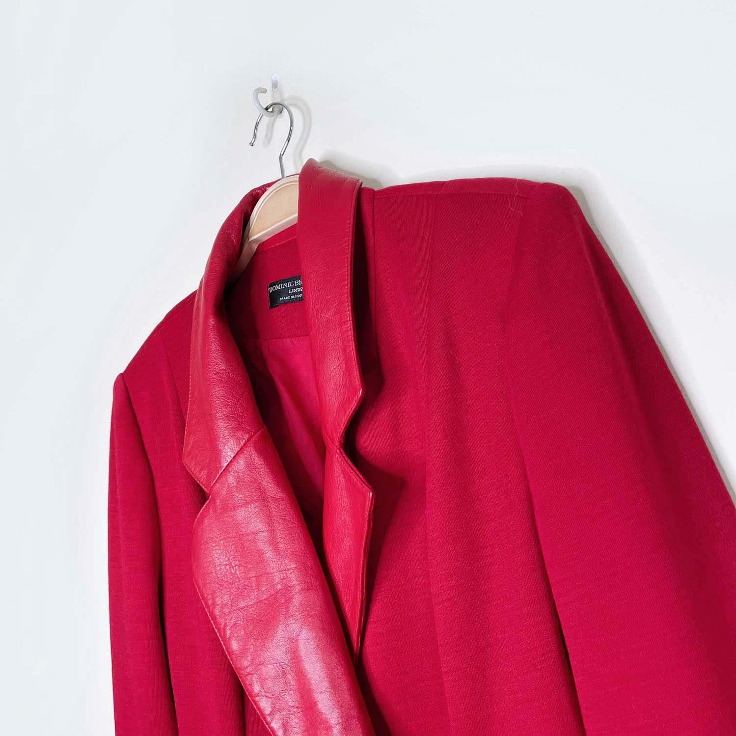 vintage 80s dominic bellissimo red bow wool leather wrap dress - size 8