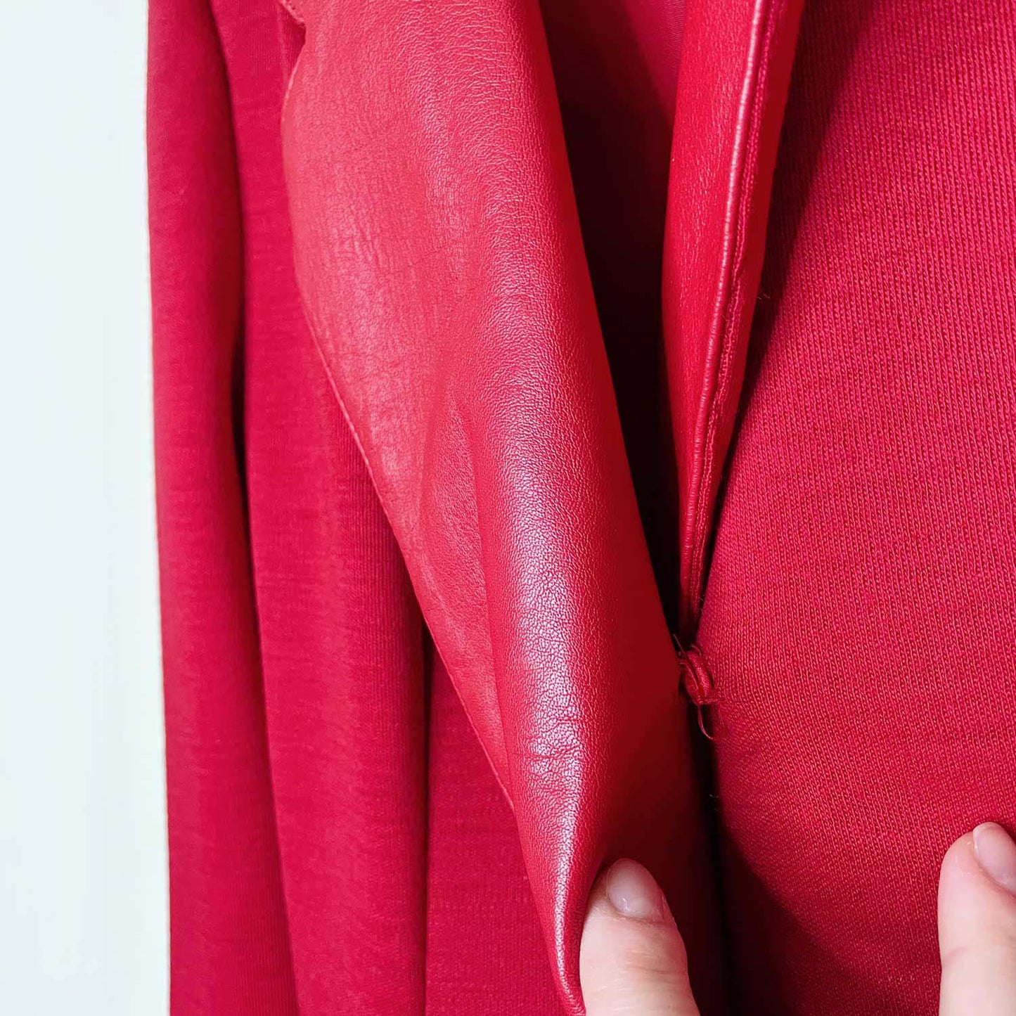 vintage 80s dominic bellissimo red bow wool leather wrap dress - size 8