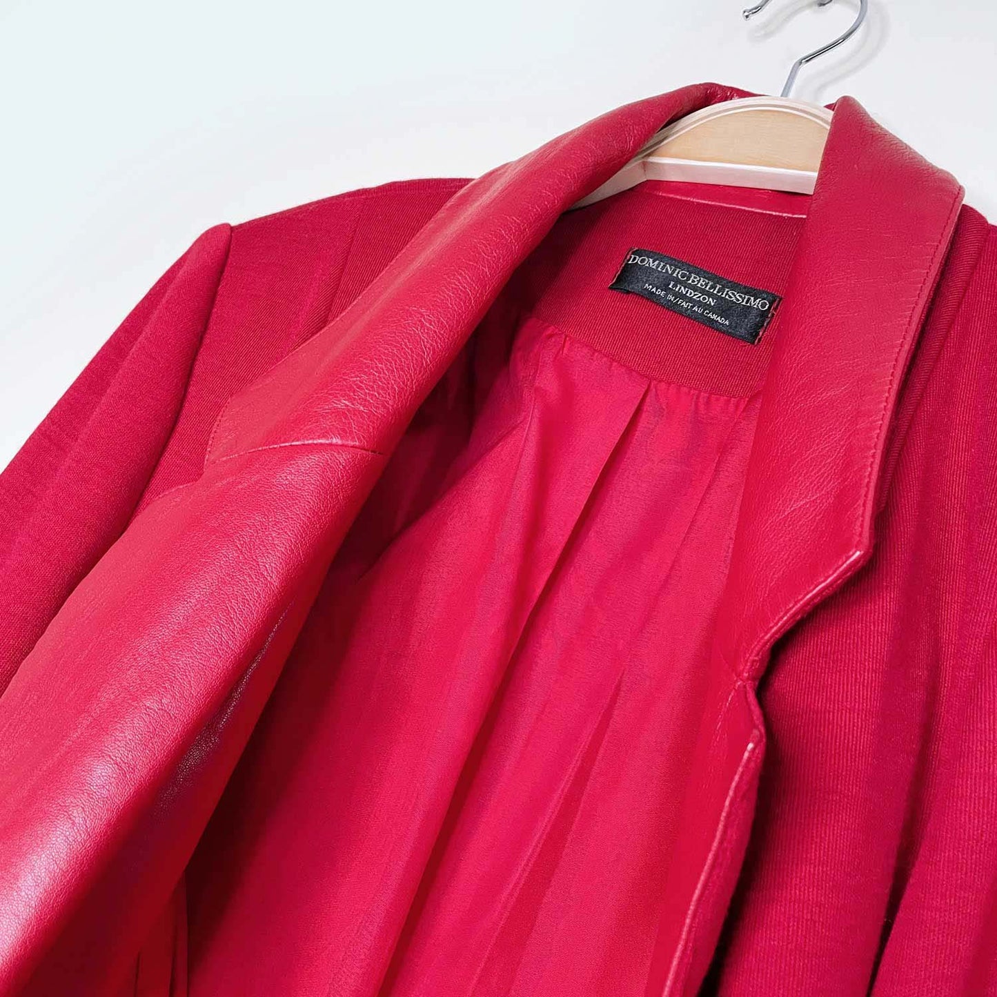 vintage 80s dominic bellissimo red bow wool leather wrap dress - size 8