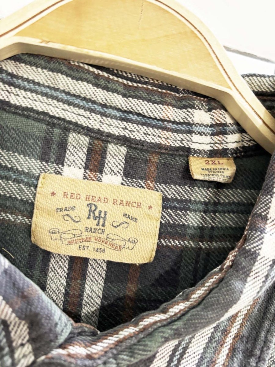 red head ranch snap button flannel shirt - good market thrift store