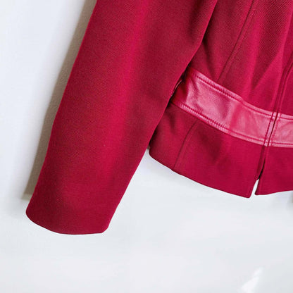 vintage roots wool jacket with leather trim - size 2