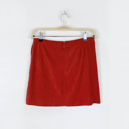 f21 faux suede fringe western mini skirt