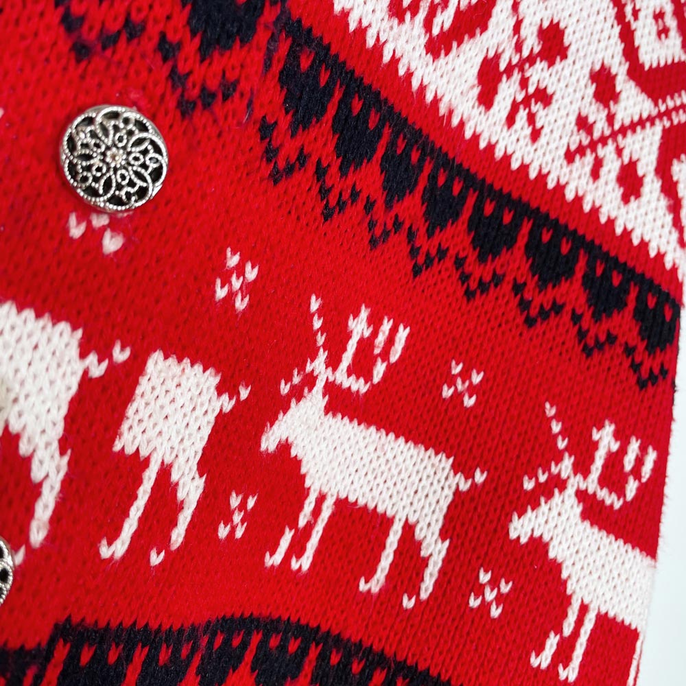 vintage 70s jersild swiss reindeer knit cardigan