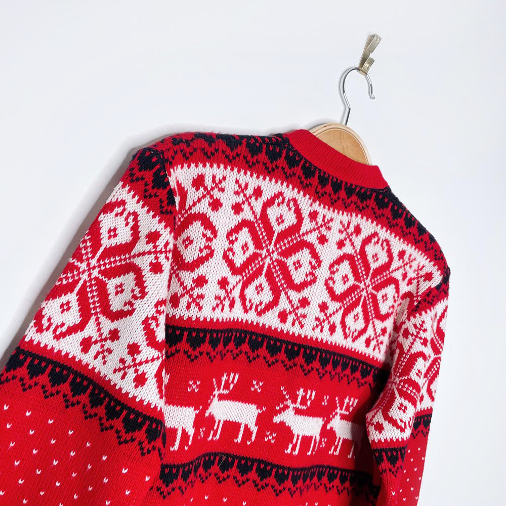 vintage 70s jersild swiss reindeer knit cardigan