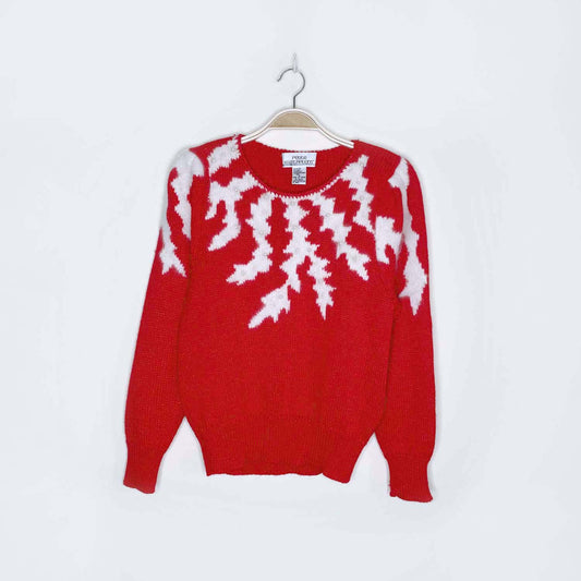 vintage petite illustrations pearl icicles red sweater - size small