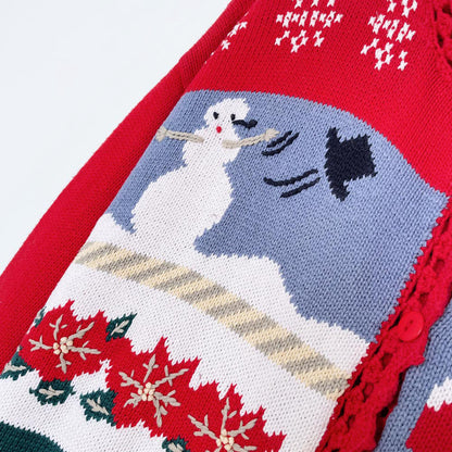 vintage northern traditions holiday patchwork knit cardigan