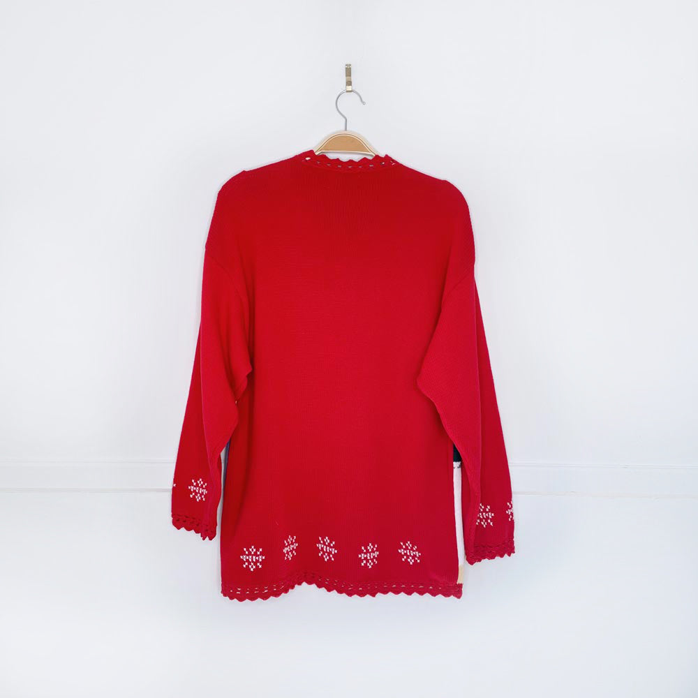 vintage northern traditions holiday patchwork knit cardigan