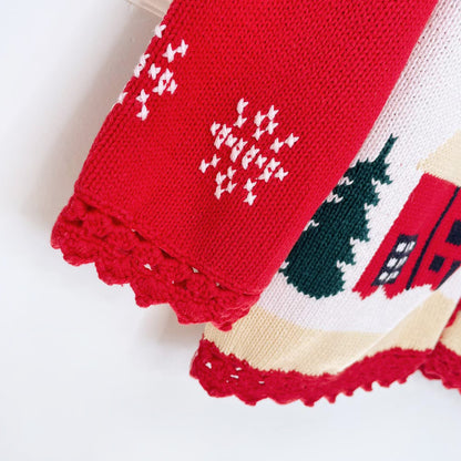 vintage northern traditions holiday patchwork knit cardigan