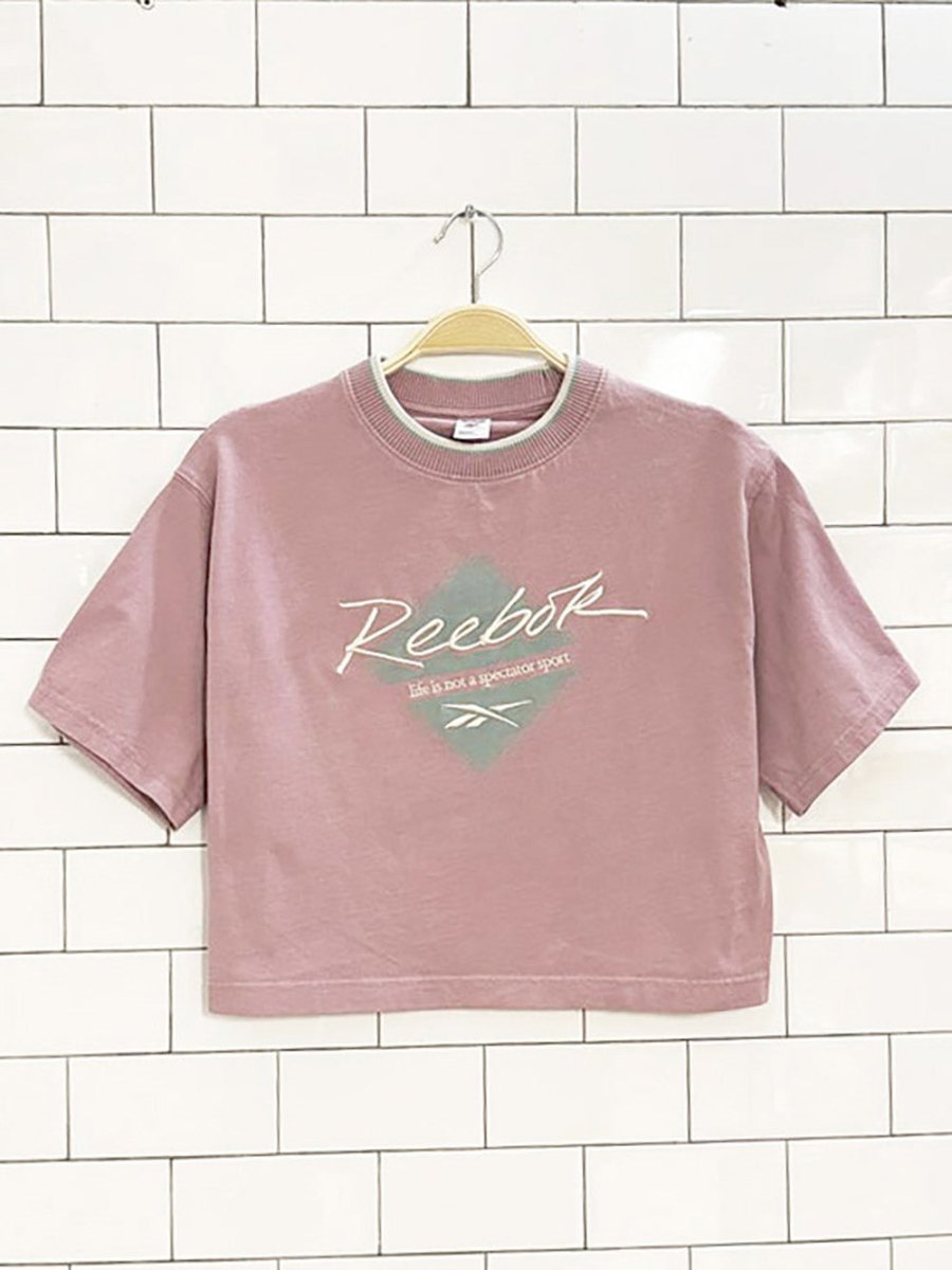 reebok life is not a spectator sport embroidered cropped tee - good market thrift store