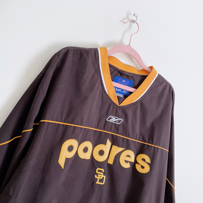 vintage mlb san diego padres reebok v-neck windbreaker jacket - size xl