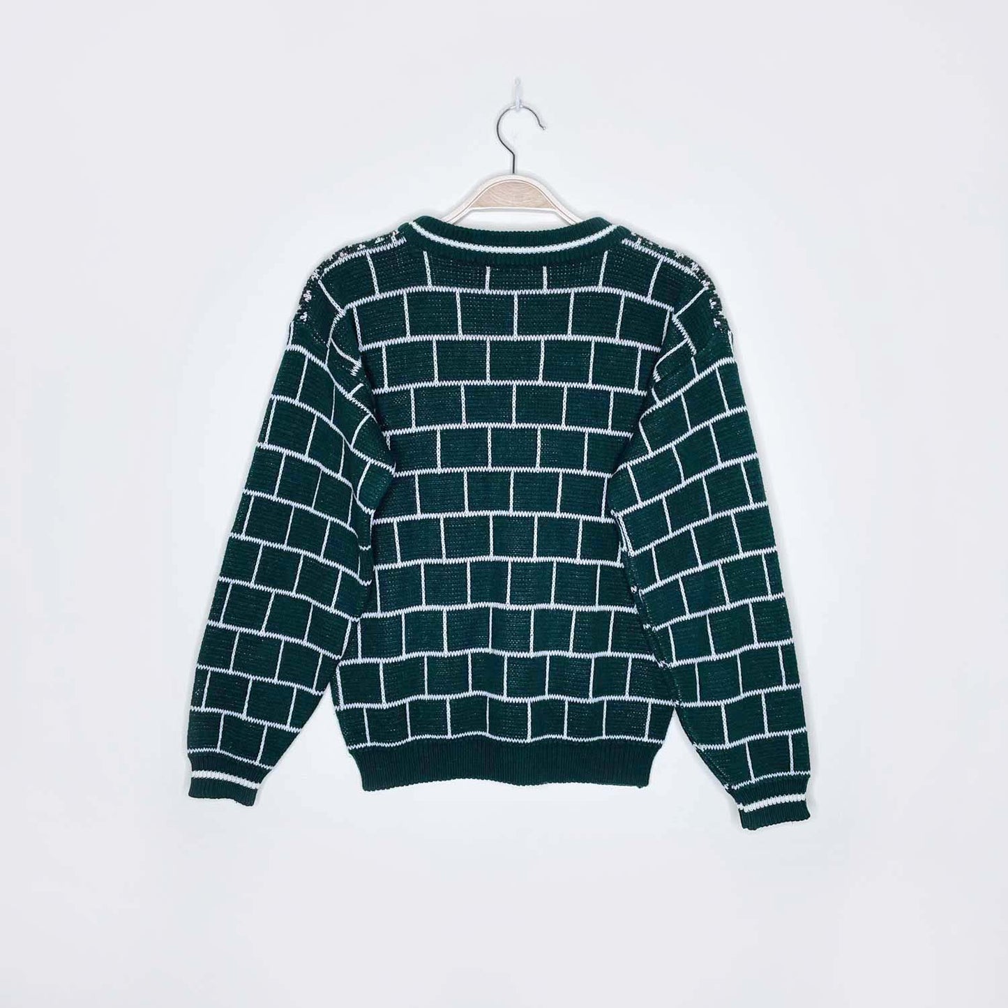 vintage reindeer fireplace knit holiday crew - size medium