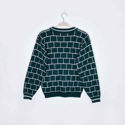 vintage reindeer fireplace knit holiday crew - size medium