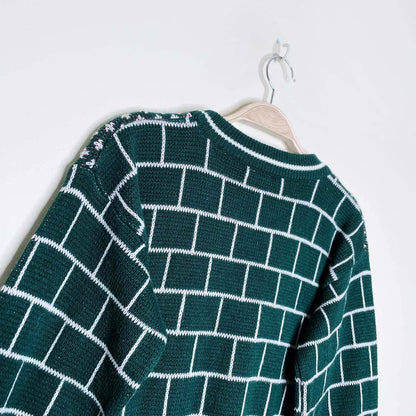 vintage reindeer fireplace knit holiday crew - size medium