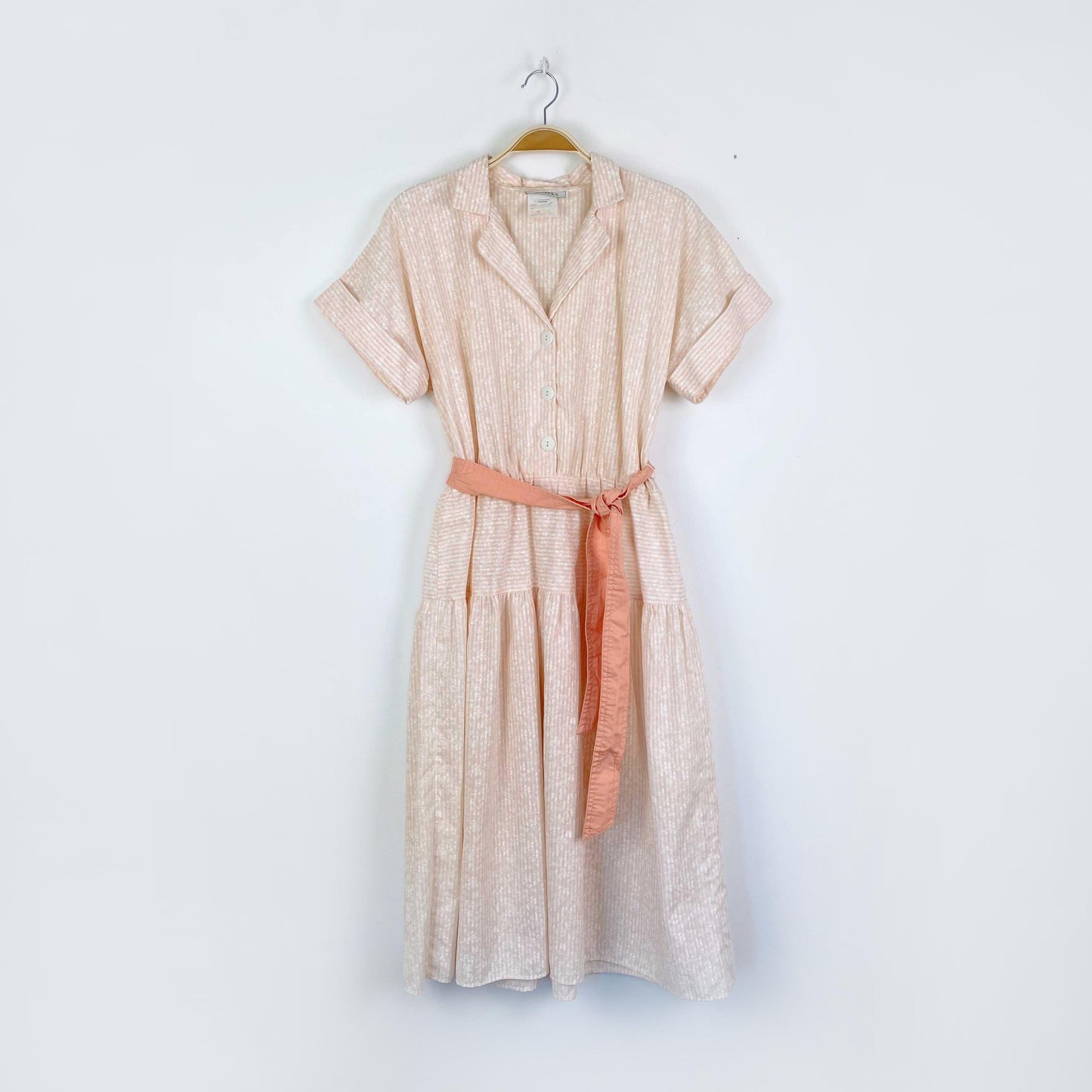 vintage reitmans peach striped shirt midi dress