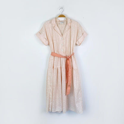 vintage reitmans peach striped shirt midi dress